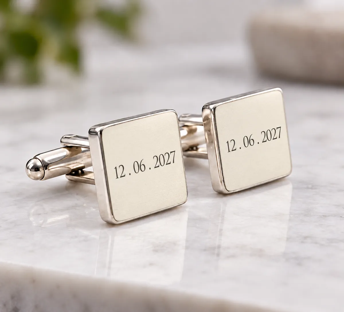Personalised Cufflinks printed with a wedding date design