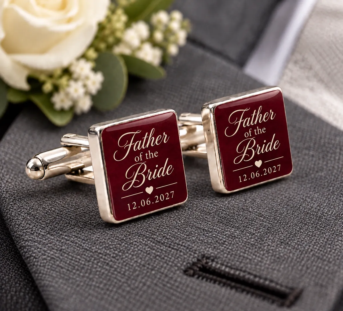 Wedding Cufflinks | Groom & Groomsmen Gifts printed with a father of the bride design