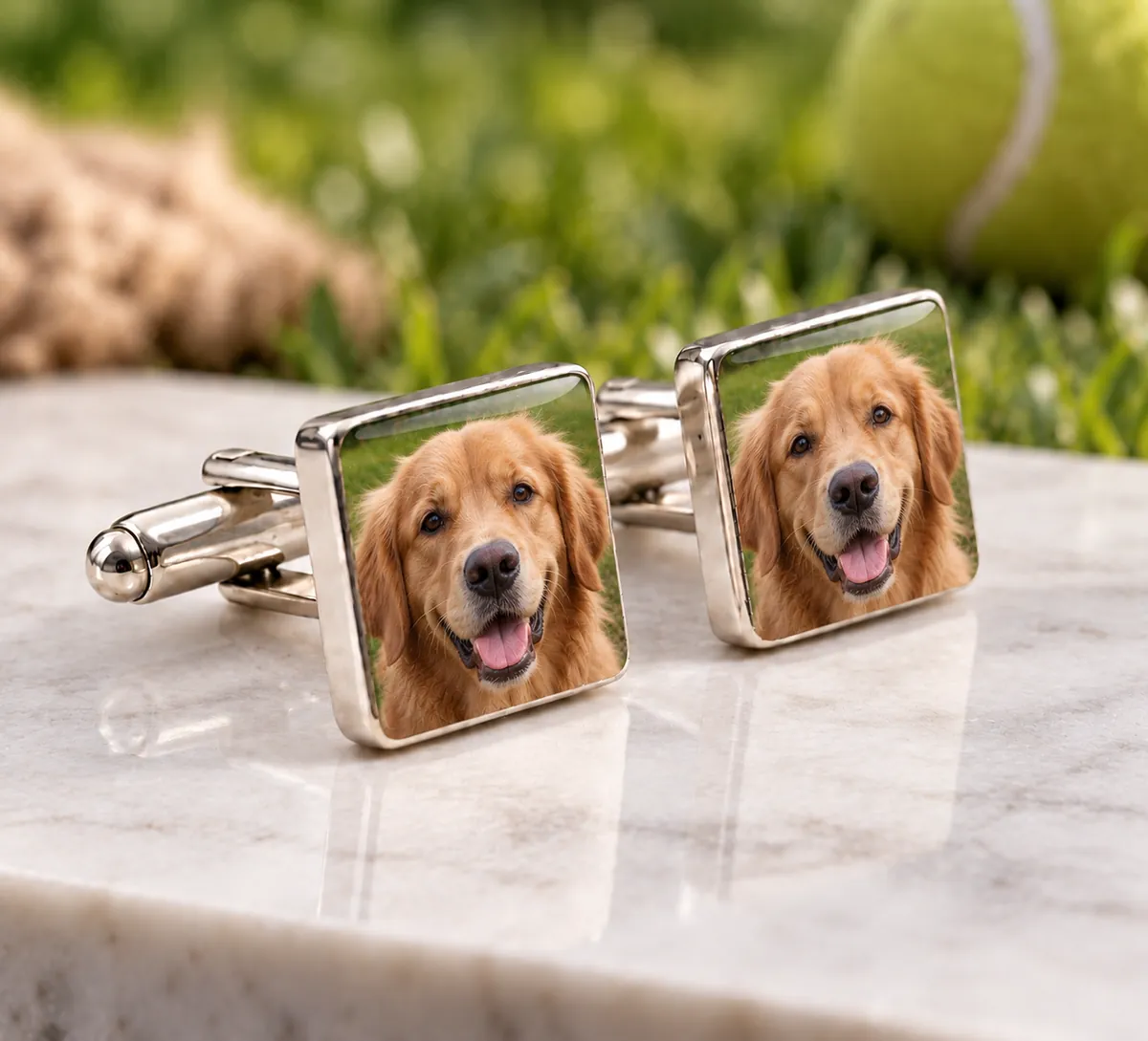 Personalised Cufflinks printed with a pet photo design