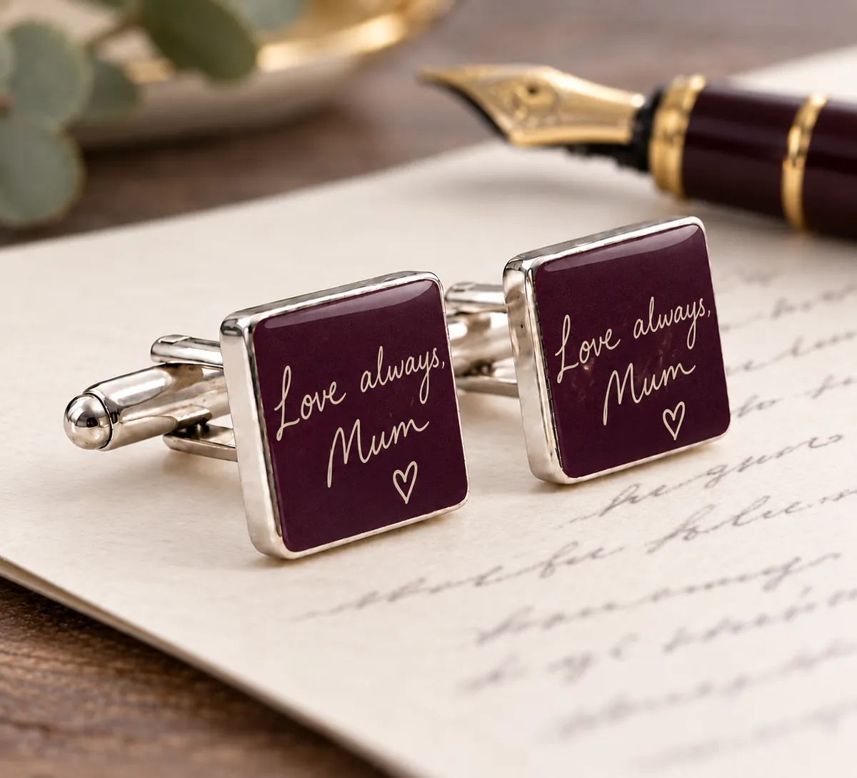 Handwriting Cufflinks printed with a handwriting design