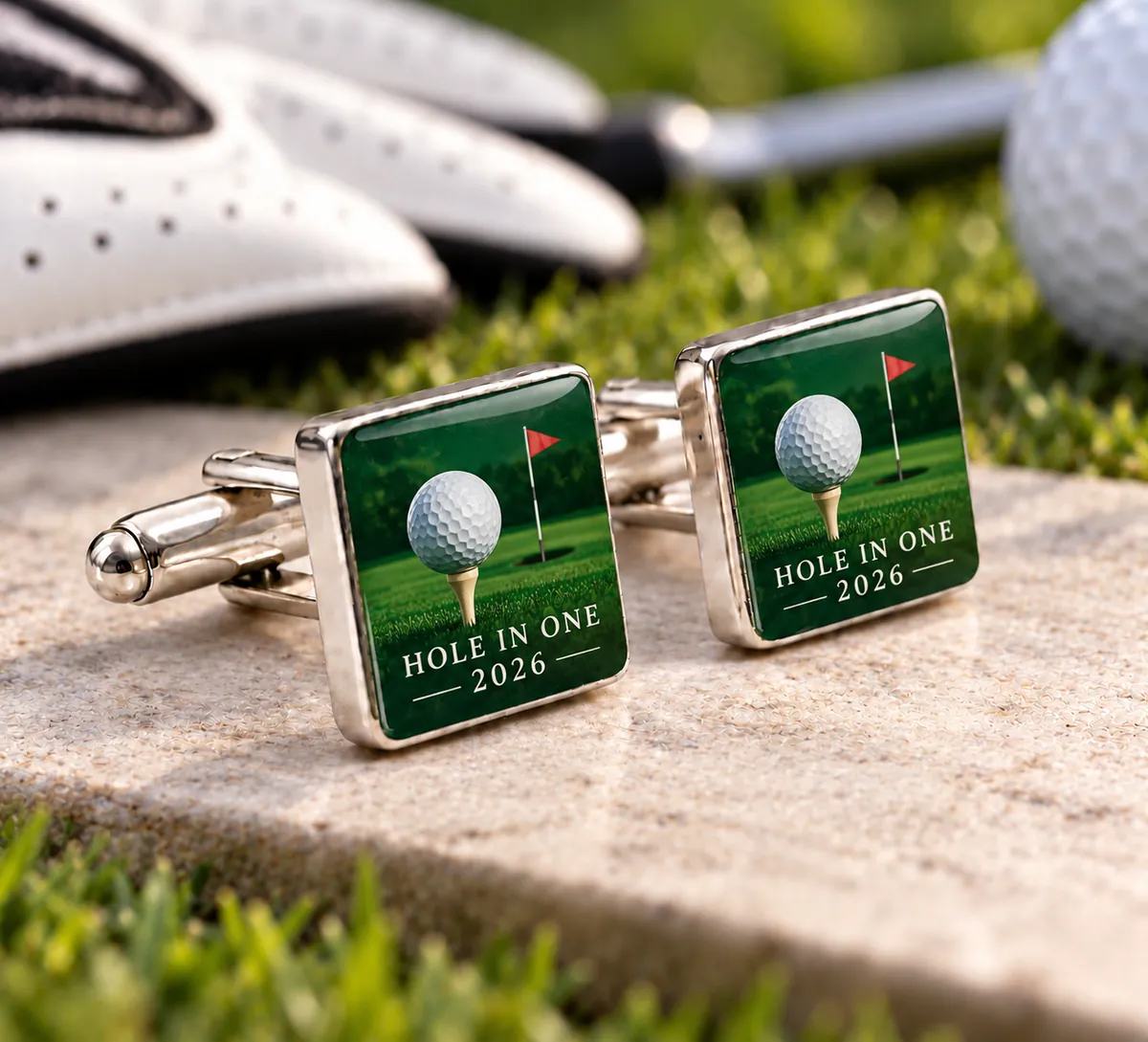 Personalised Cufflinks printed with a golf design
