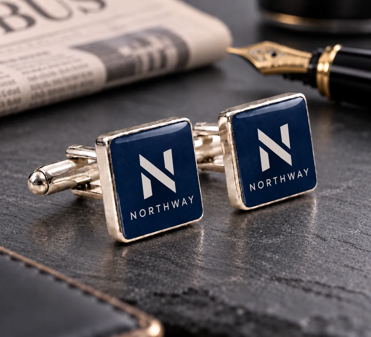Personalised Cufflinks printed with a corporate logo design