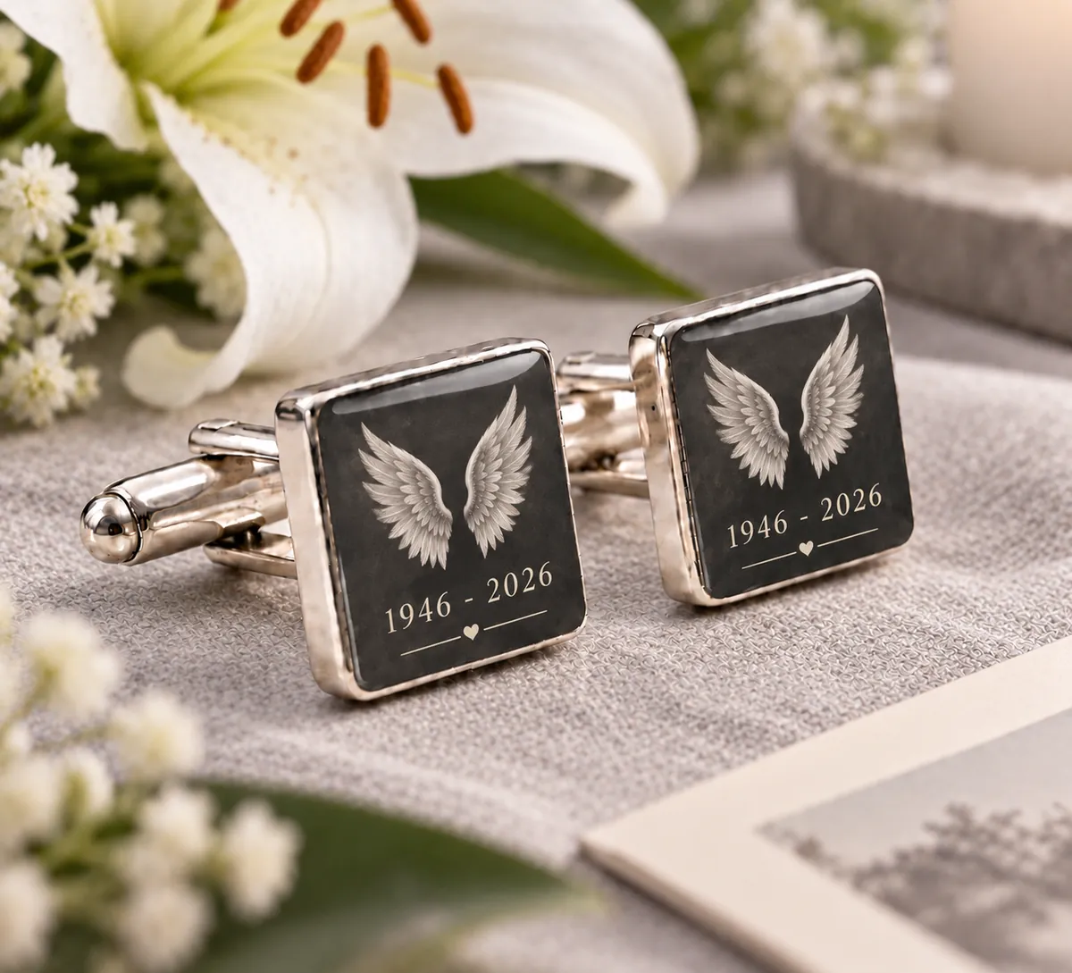 Personalised Cufflinks printed with a memorial design