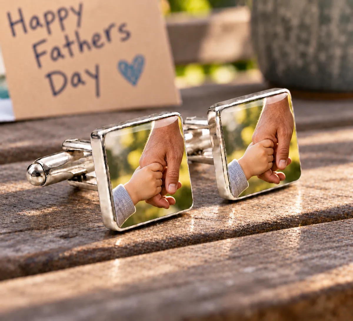 Children's Drawing Cufflinks printed with a fathers day photo design