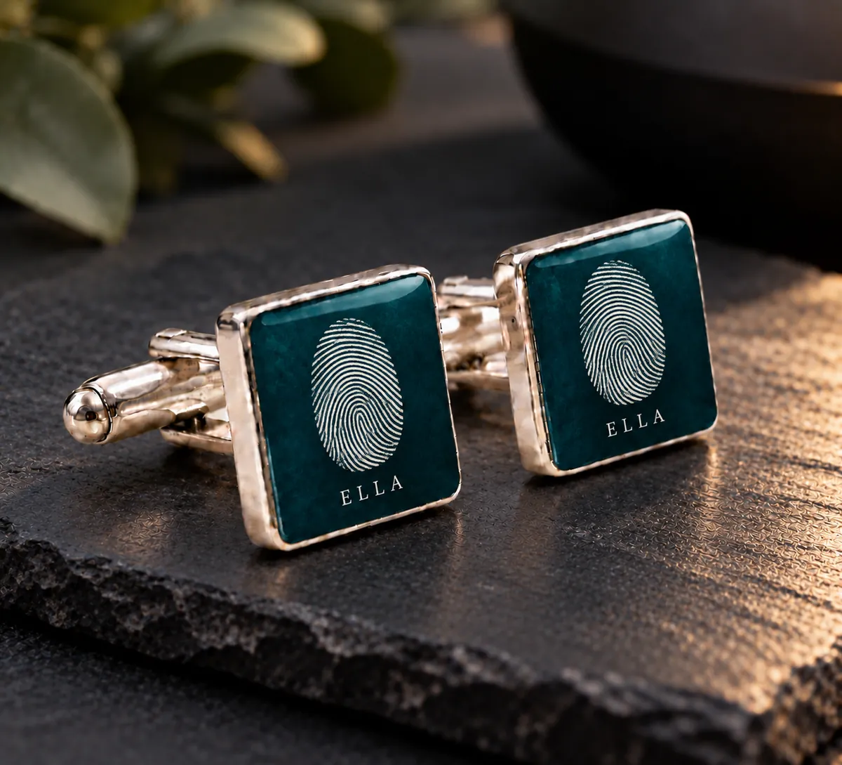 Baby Scan Cufflinks printed with a fingerprint design