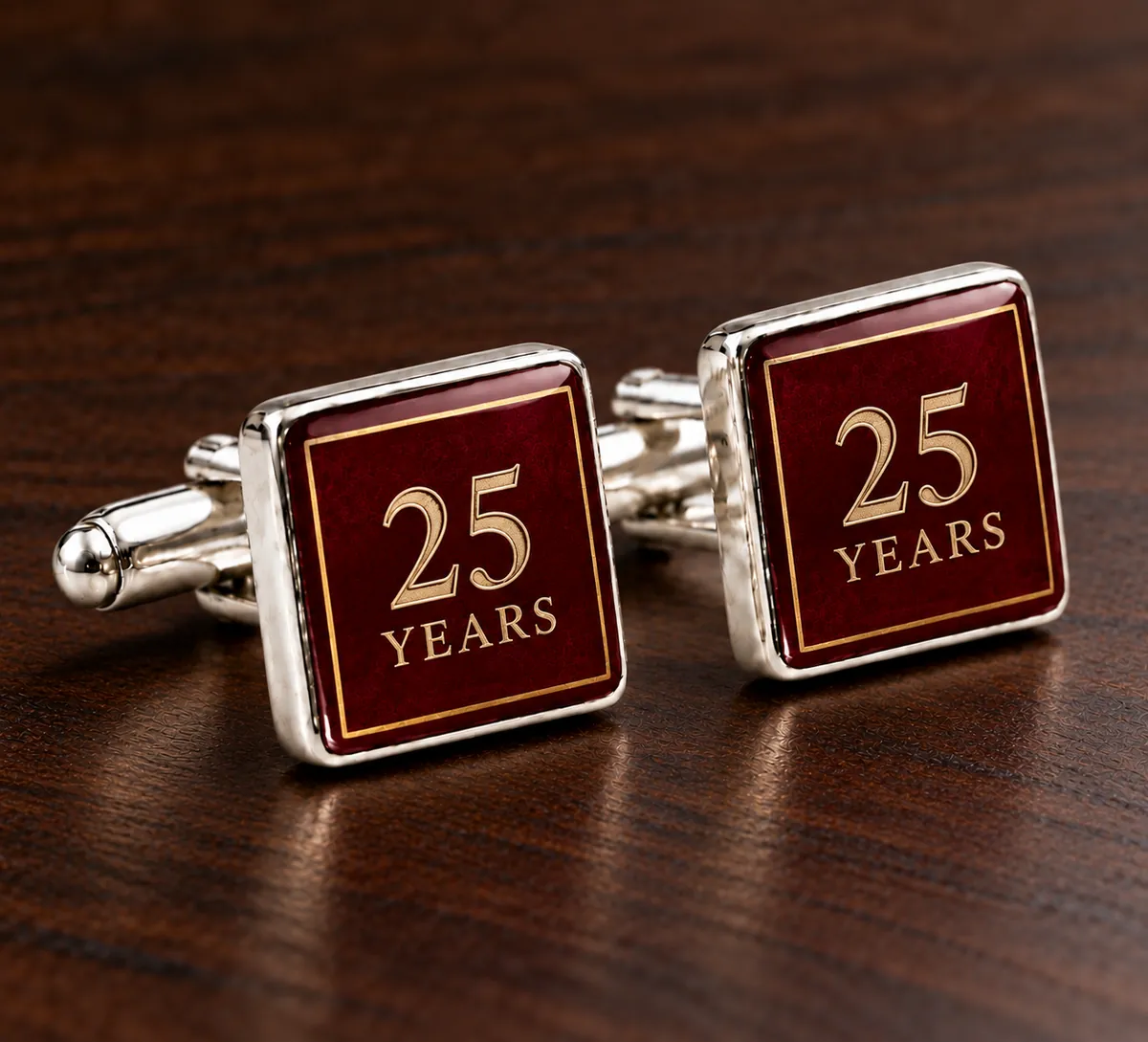 Corporate and Bulk Personalised Cufflinks printed with a long service design