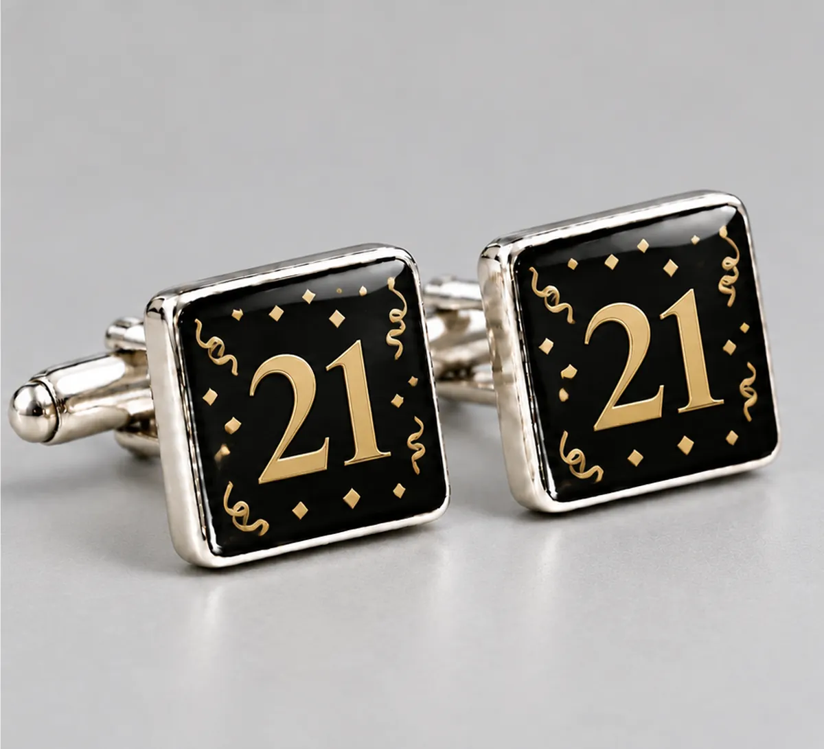 Personalised Cufflinks printed with a 21st birthday design