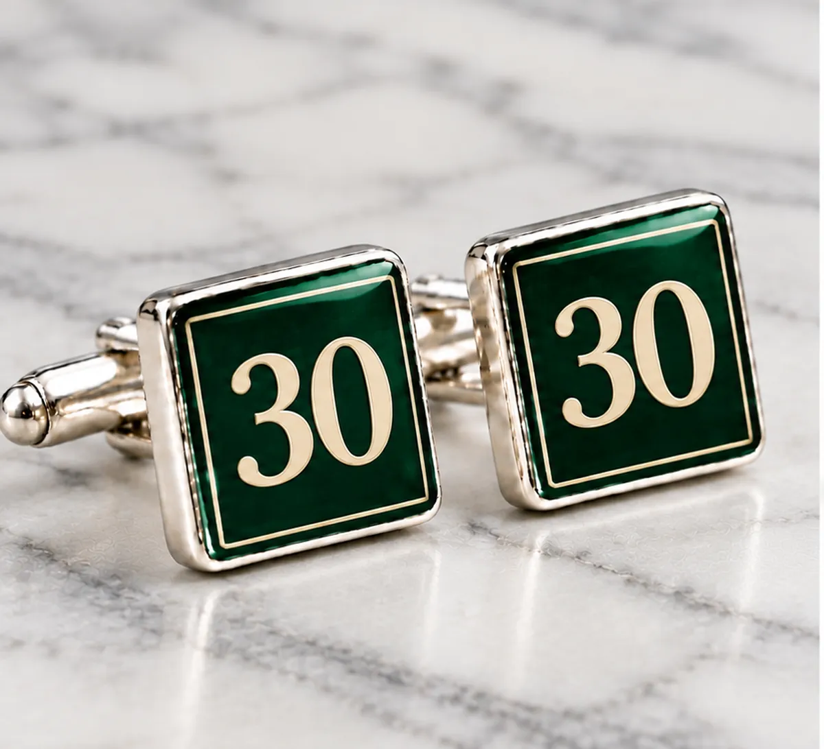 Personalised Birthday Cufflinks printed with a 30th birthday design