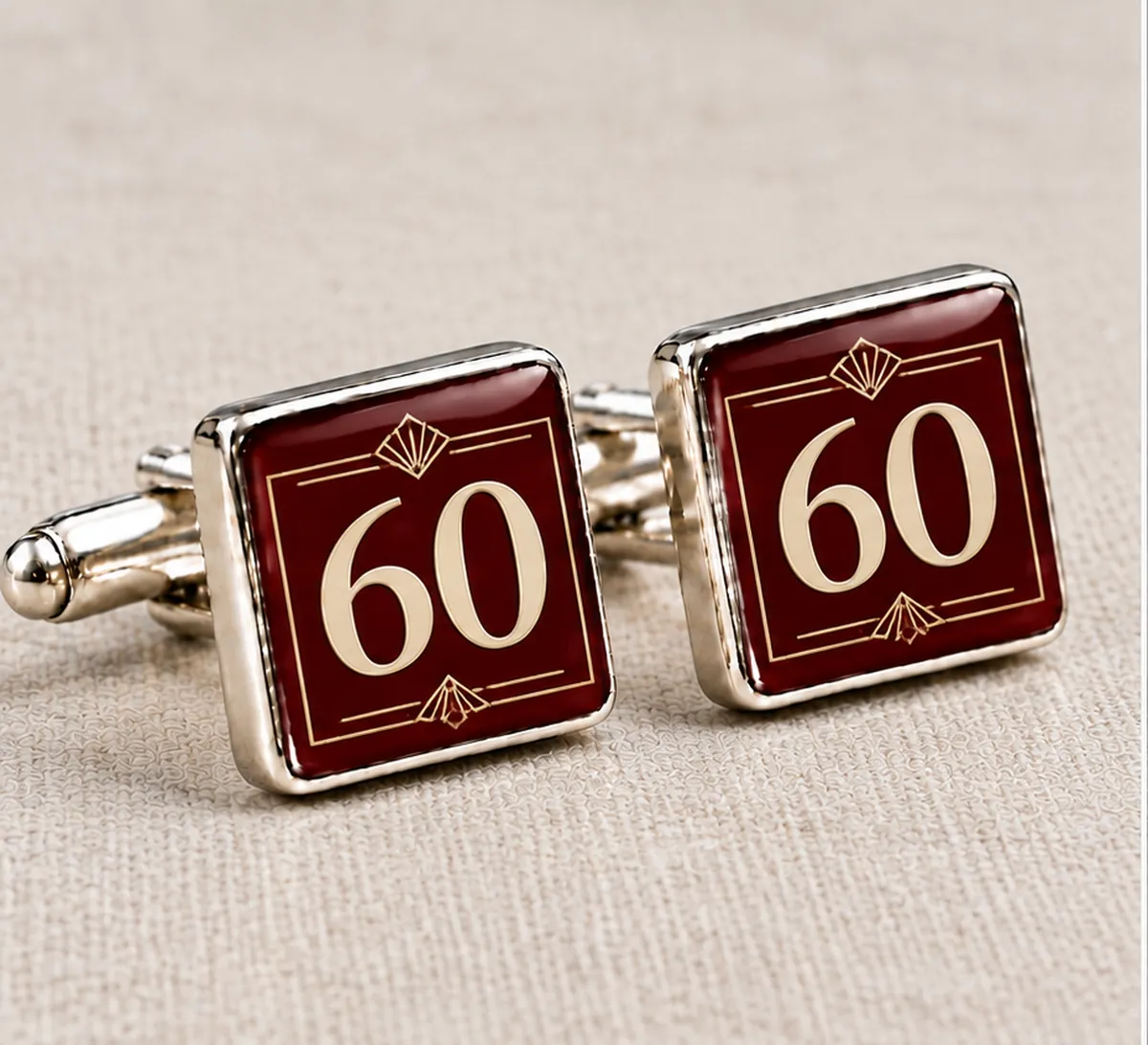 50th Birthday Cufflinks printed with a 60th birthday design