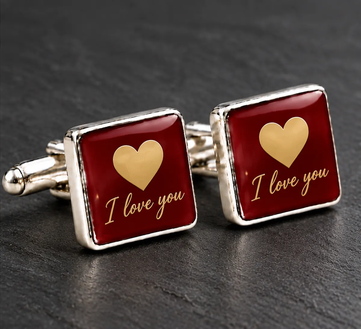 Handwriting Cufflinks printed with a valentines design