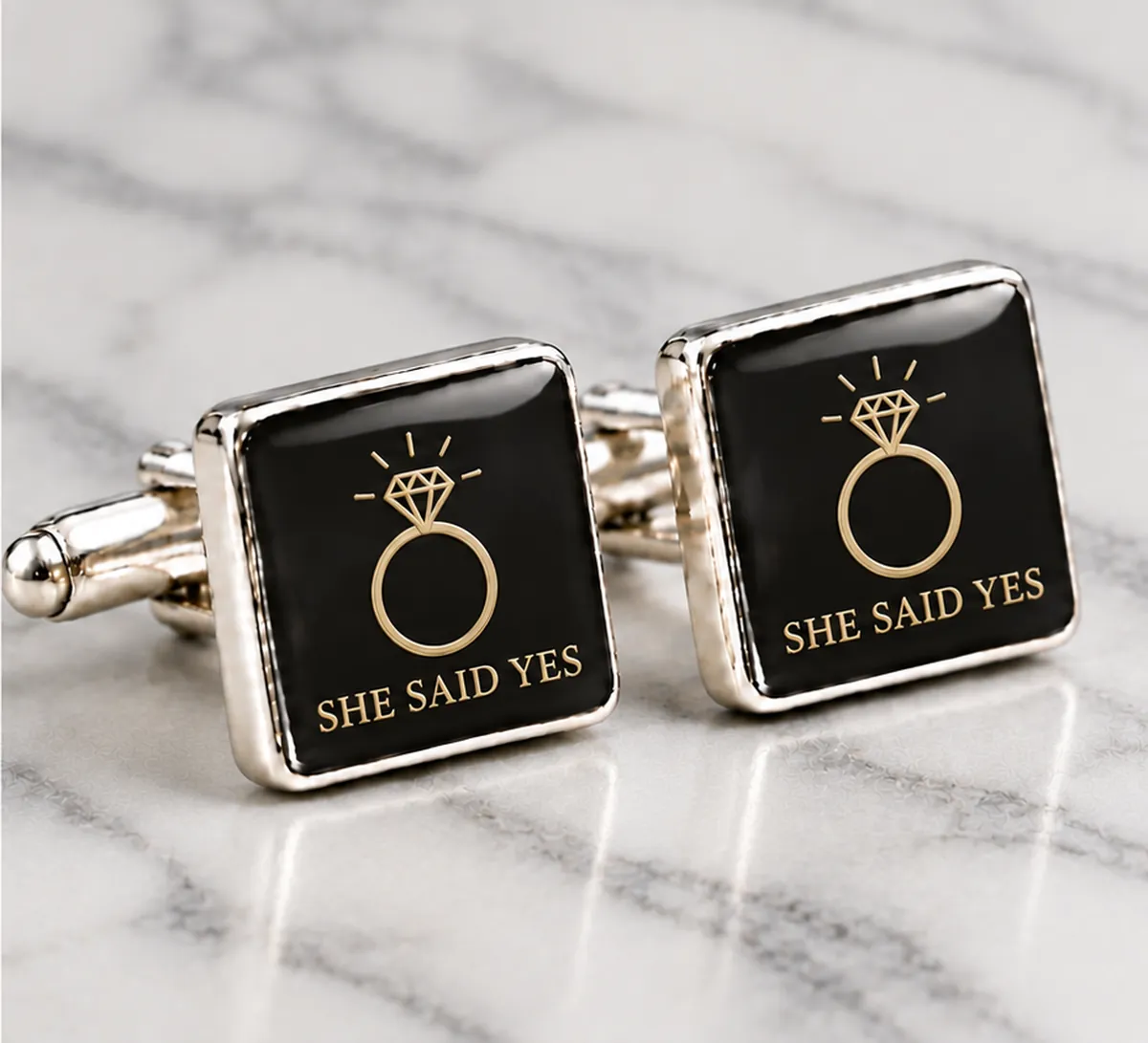Personalised Coordinates Cufflinks printed with a engagement design
