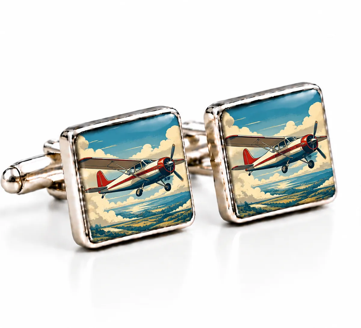 Personalised Pilot Cufflinks printed with a pilot design