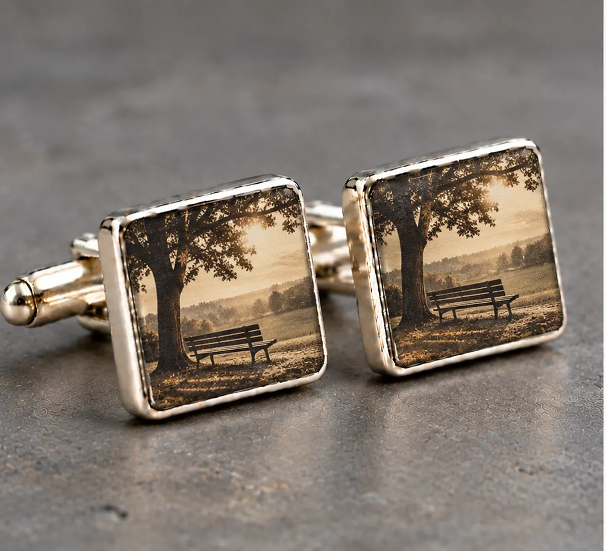 Handwriting Cufflinks printed with a in memory design